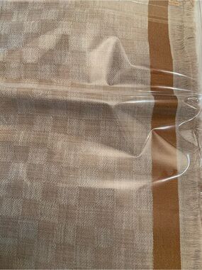 Pashmina’s n silk soft light weight Neutral Checker Scarf with Tan Stripe